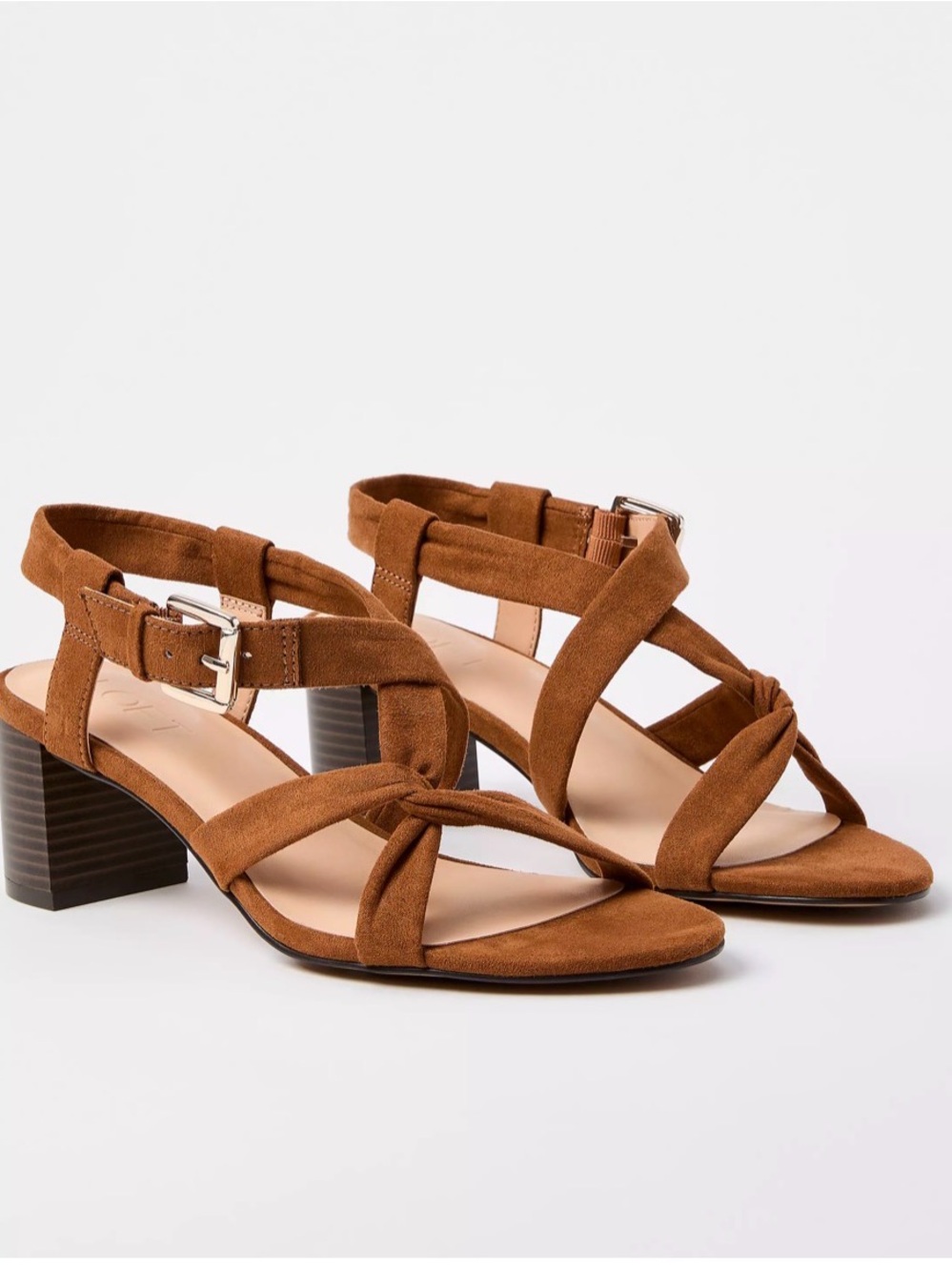 Women's Brown Suede Block Heel Sandals